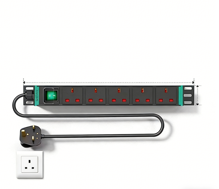 英标13A-PDU 5位插座 英标孔 1.5平 线长2米