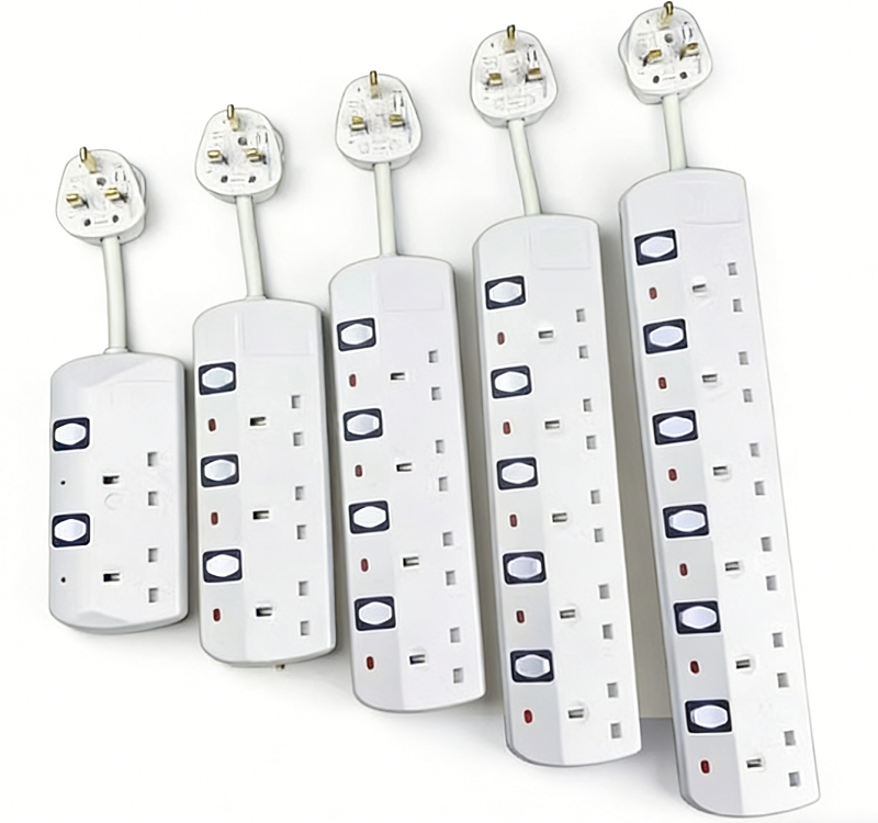 英制 3位3开 13A电源插头 白线长3米