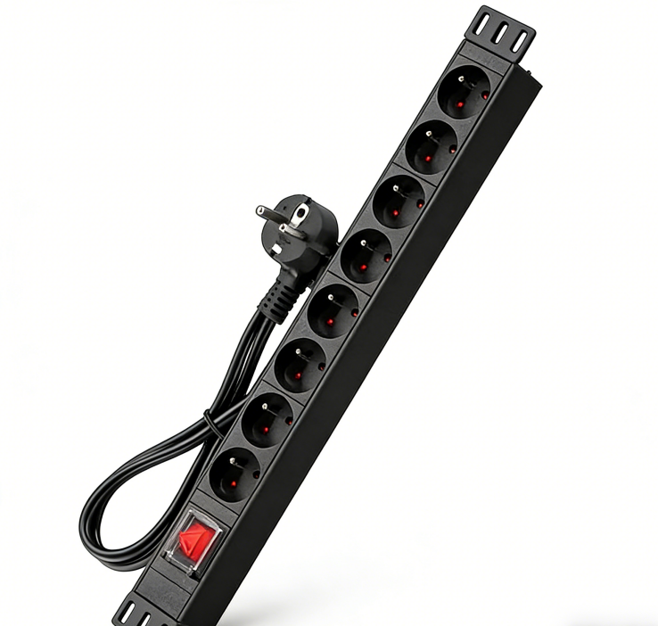 欧制 8位插座 10A 总控开关 电源线5米长